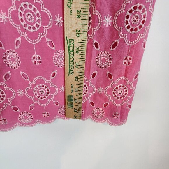 Talbots Puff Sleeve Pink Embroidered Eyelet Dress Shift Dress Preppy Boho sz‎ 6 - Picture 12 of 13